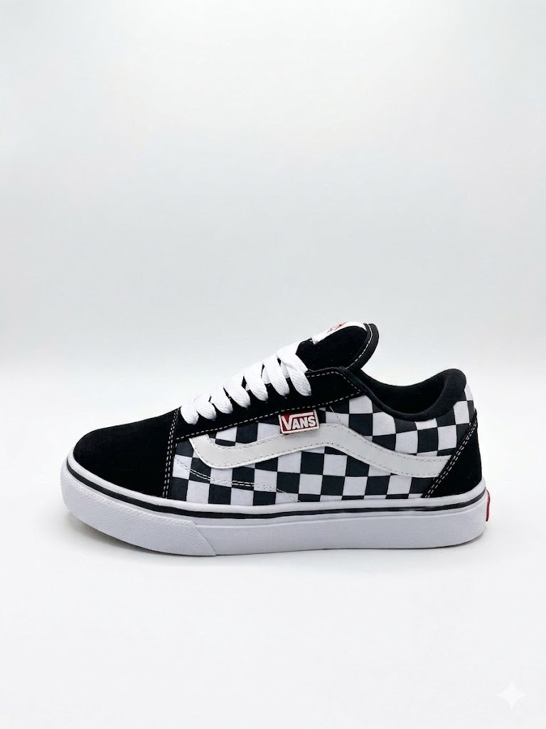 vans old skool checkerboard negro blanco
