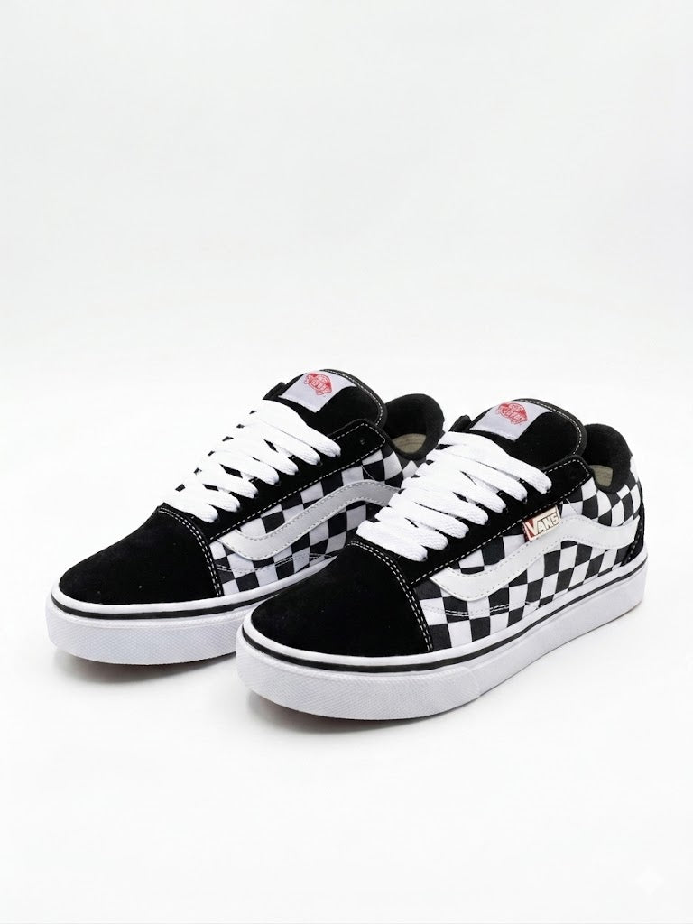 vans old skool checkerboard negro blanco